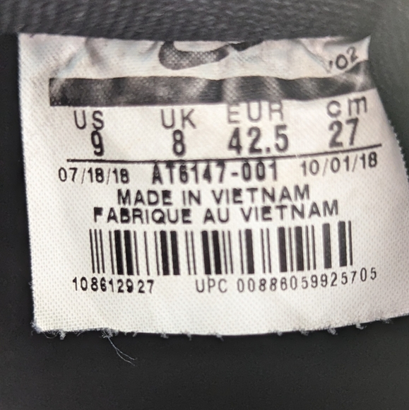 Nike Airforce 1 Black Metallic Sneakers- size 9 - Picture 5 of 7